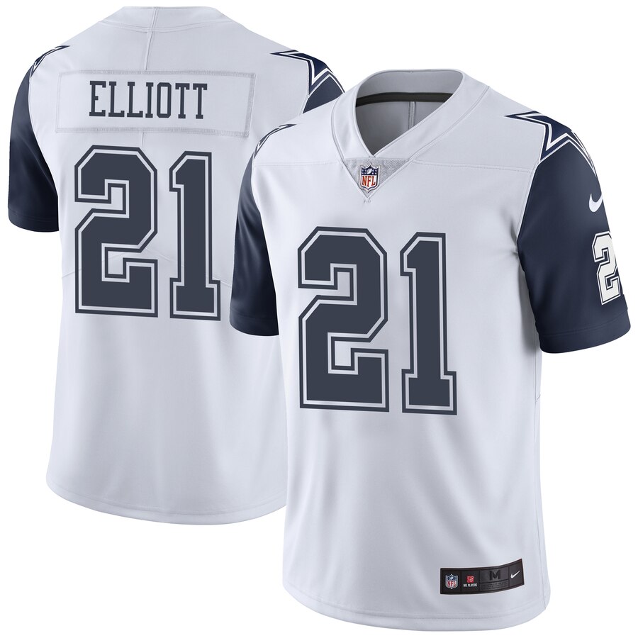 Men Dallas Cowboys #21 Ezekiel Elliott Nike White Vapor Untouchable Color Rush Limited Player nfl Jersey
